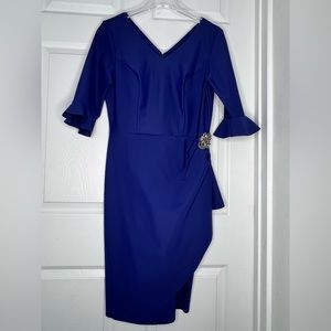 Alex Evenings Royal Blue Cocktail Rhinestone Dress Sz 10